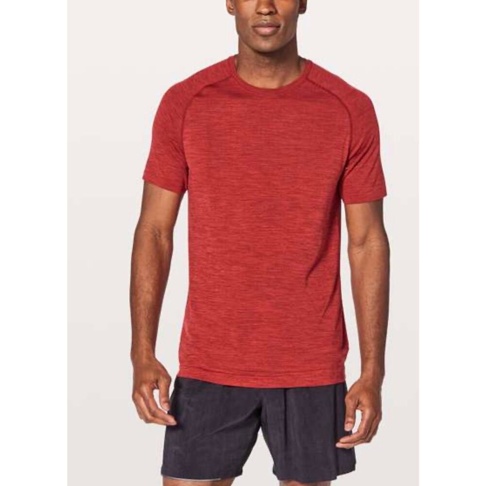 Lululemon Metal Vent Tech Short Sleeve Shirt Men’s Large Red Heather Athletic